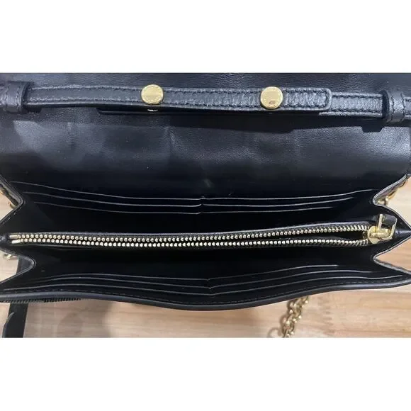 Burberry Henley Check Leather Wallet On Chain Black Shoulder Crossbody Bag - Picture 14 of 15